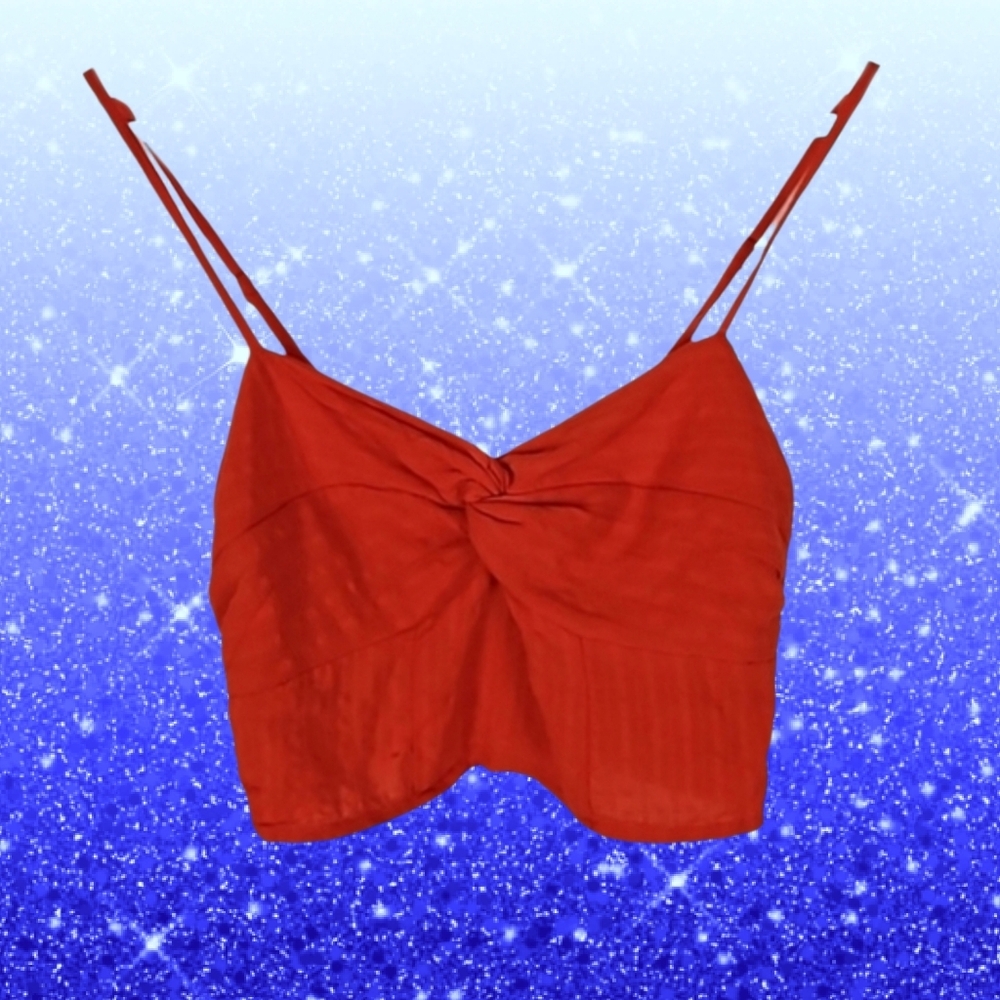 Red Orange Cute Cami Crop Top, Women's Size S